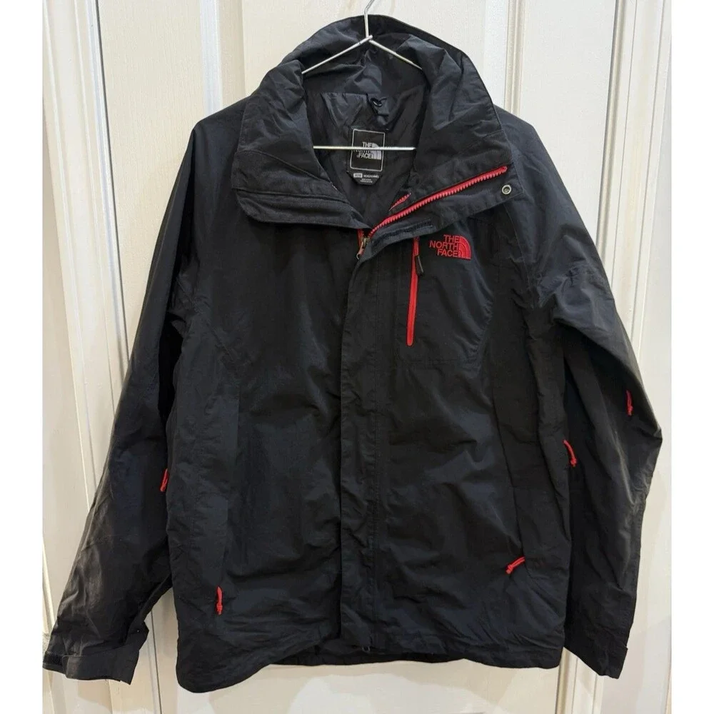 The North Face Jacket Mens Sz M Black Nylon Lined Waterproof Outdoor Shell